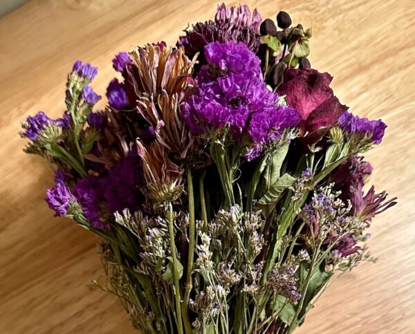 purple dried flower bouquet