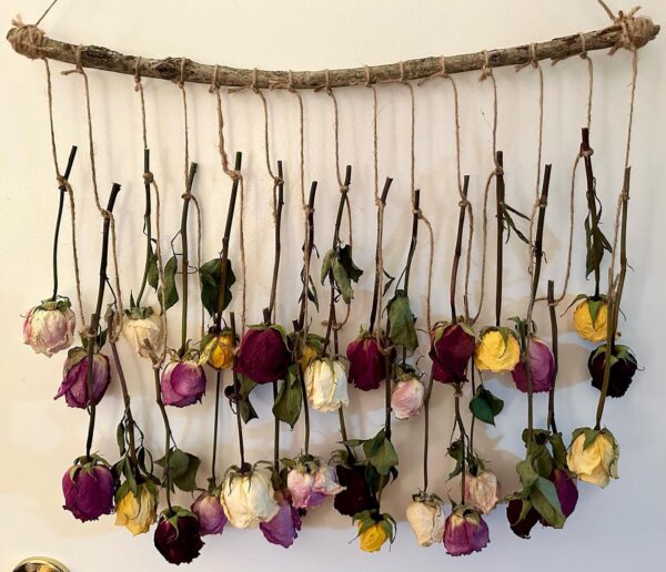 dried roses wall decor