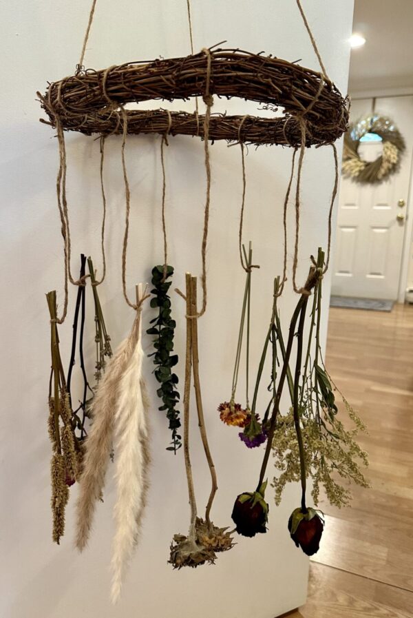 dried hanging flower mobile