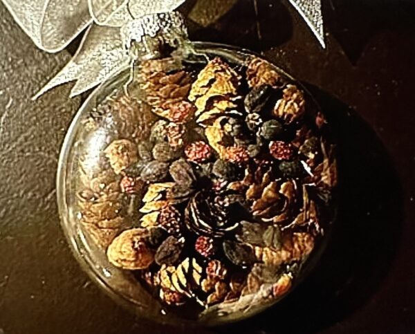 dried pinecone glass ornament