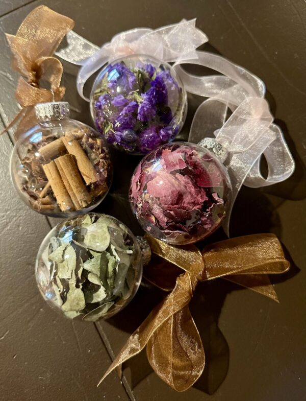 dried floral ball ornament