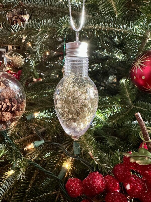 dried flower lightbulb ornament