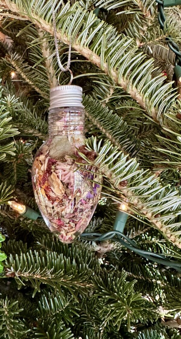 dried flower lightbulb ornament