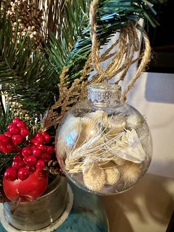 white dried flower ornament