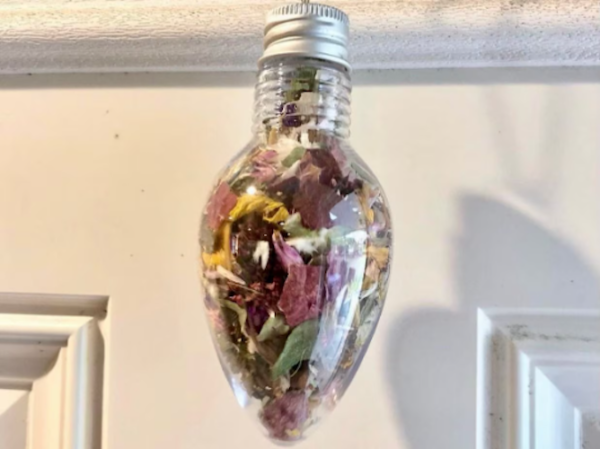 dried flower lightbulb ornament