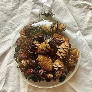dried pinecone glass ornament